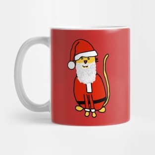 Yellow Christmas Cat in Santa Suit Mug